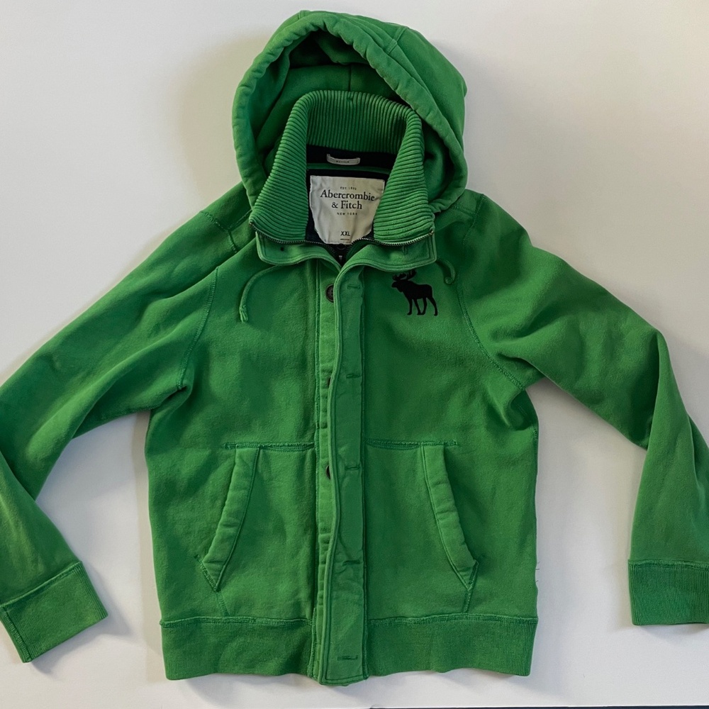 ABERCOMBIE & FITCH zip-up, button Hoodie, Style: Muscle, green, Size XXL